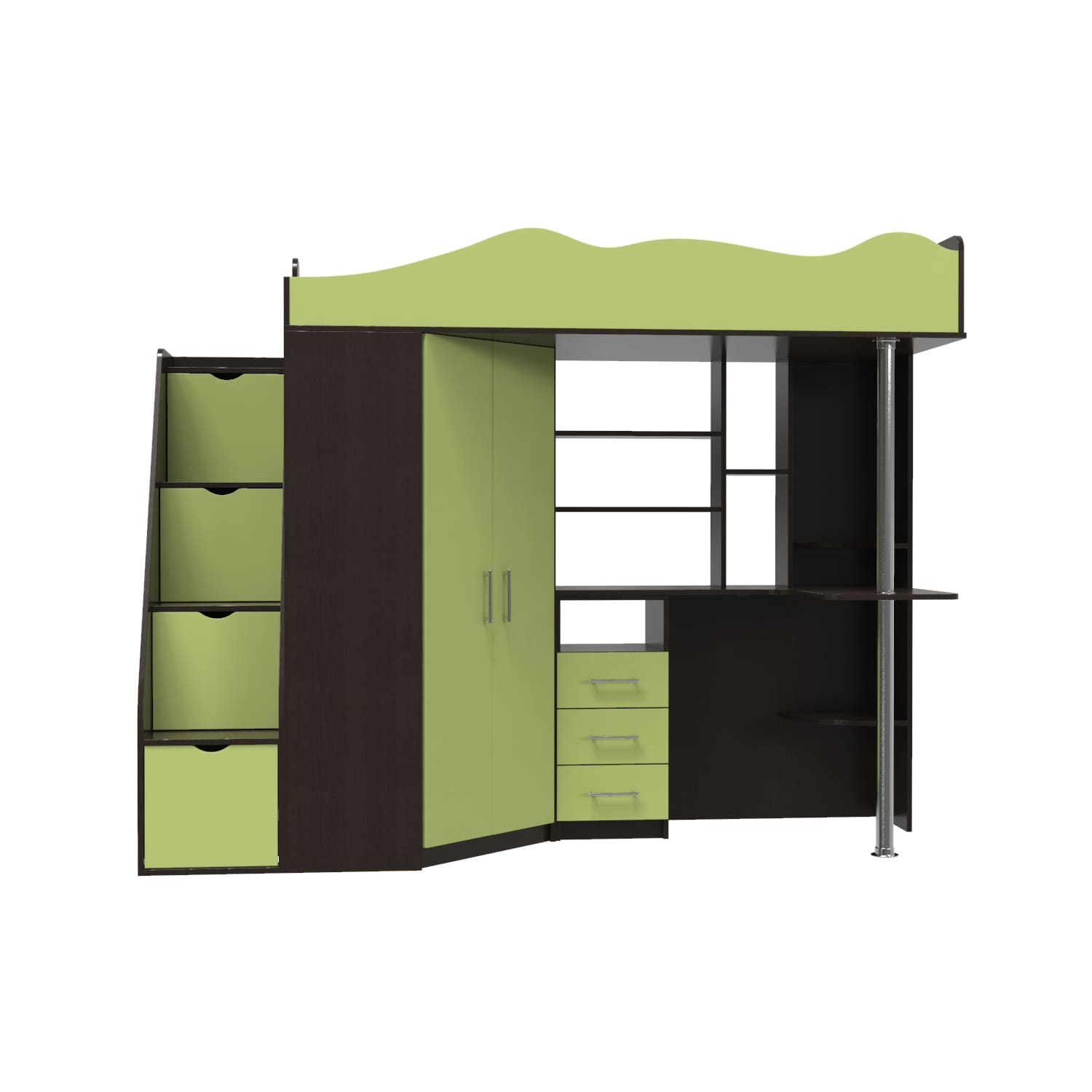 Ліжко-горище дитяче Art in Head Binky ДС37А 2332x1800x832 Венге/Лайм (BK01050016000)