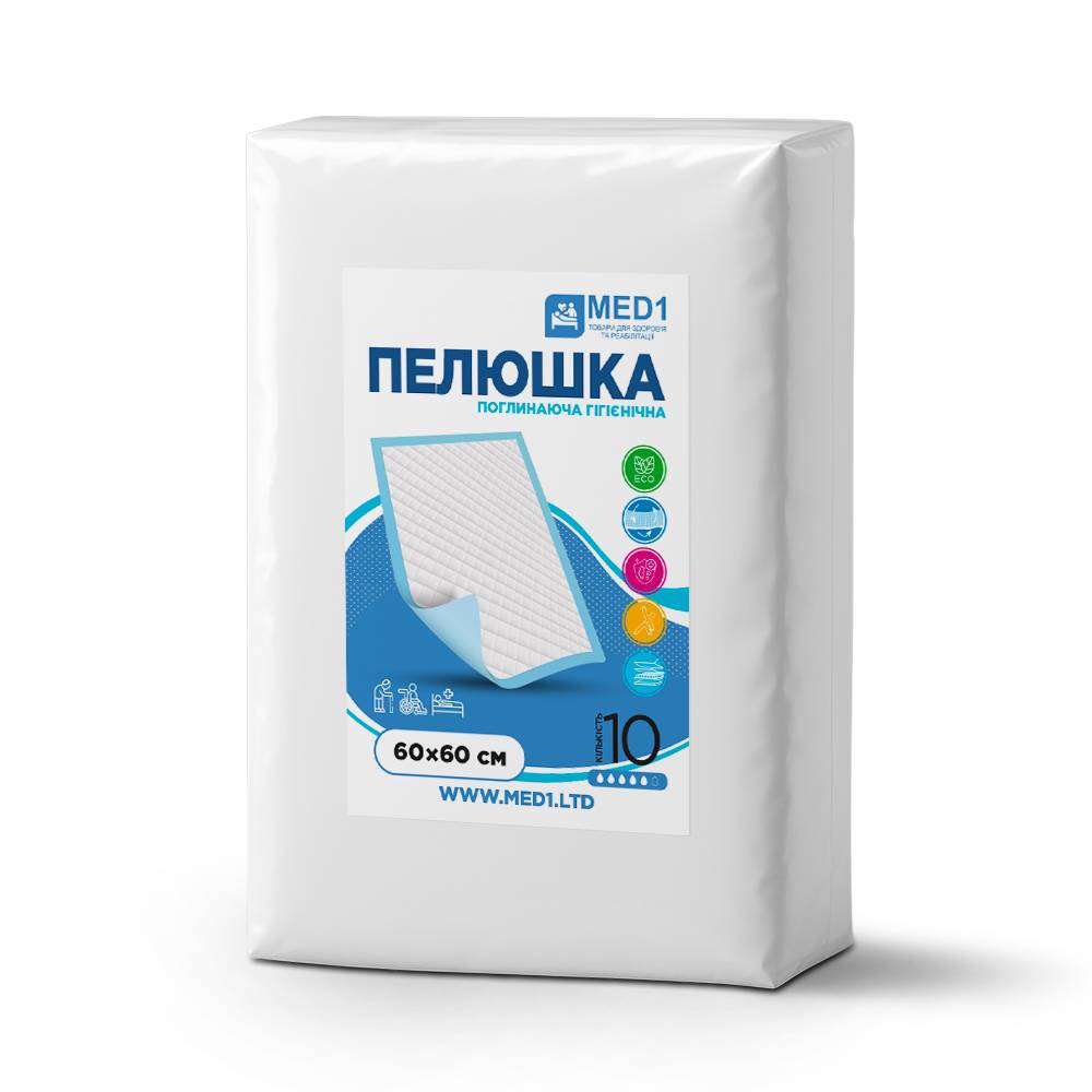 Медична одноразова поглинаюча пелюшка MED1 WC03 60x60 см 10 шт
