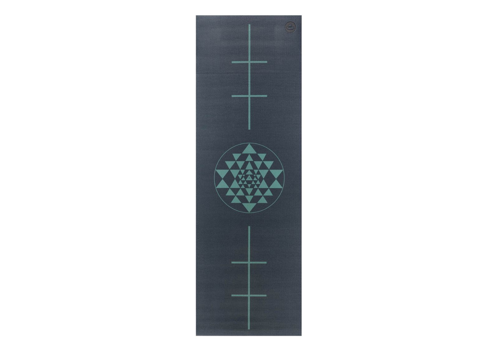 Килимок для йоги Bodhi Leela Yantra Alignment 183x60x0.4 см Чорно-зелений