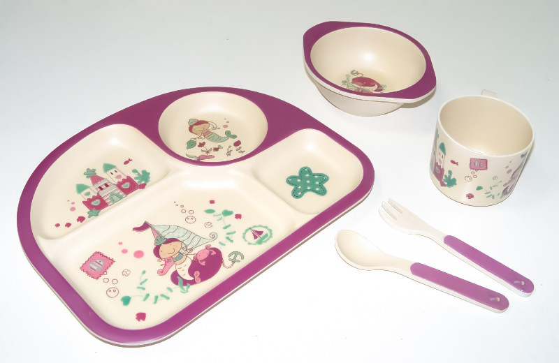 Набір посуду дитячого бамбукового Eco Bamboo 5 предметів MH-2773 Purple (008858)
