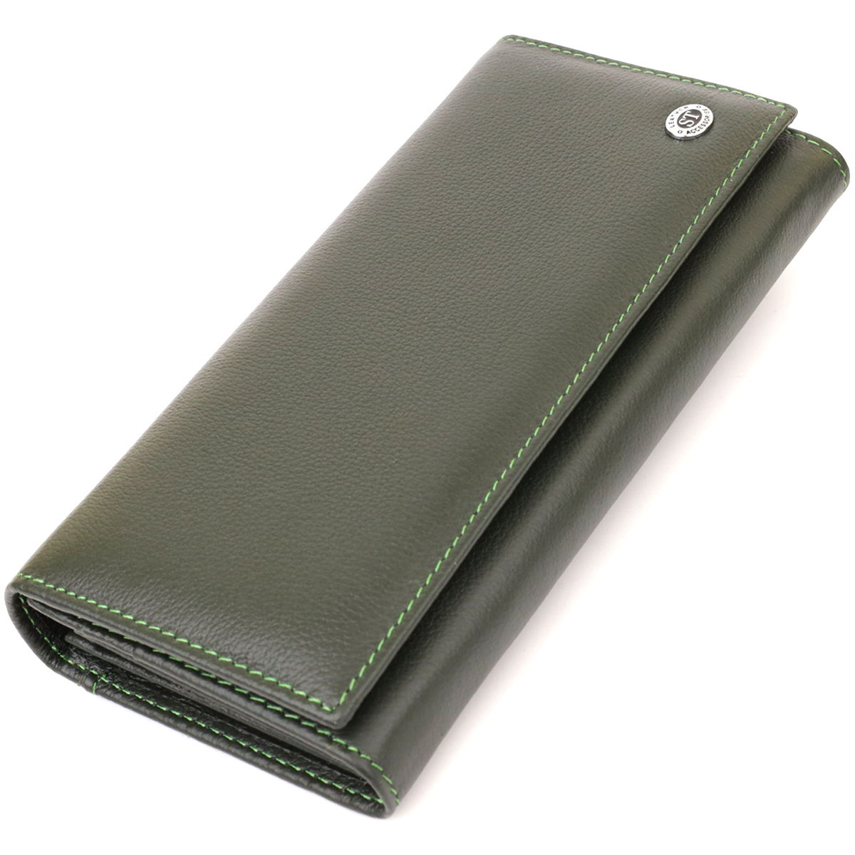 Гаманець для жінок на магніті ST Leather 22744 18,5х9х2 см Зелений