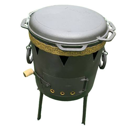 Комплект Котел чавунний з кришкою-гриль та пічкою без димоходу Brizoll 12 л (1674122821)