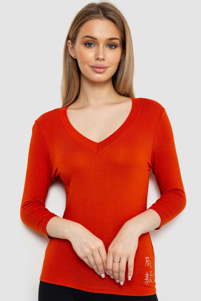 Лонгслів жіночий з рукавом 3/4 Ager Теракотовий 186R508 S (109854_814029)