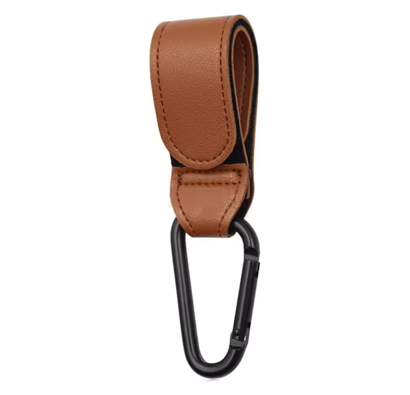 Карабін-тримач для кріплення сумок на коляску та автокрісла Joy на липучці 2 шт Коричневий