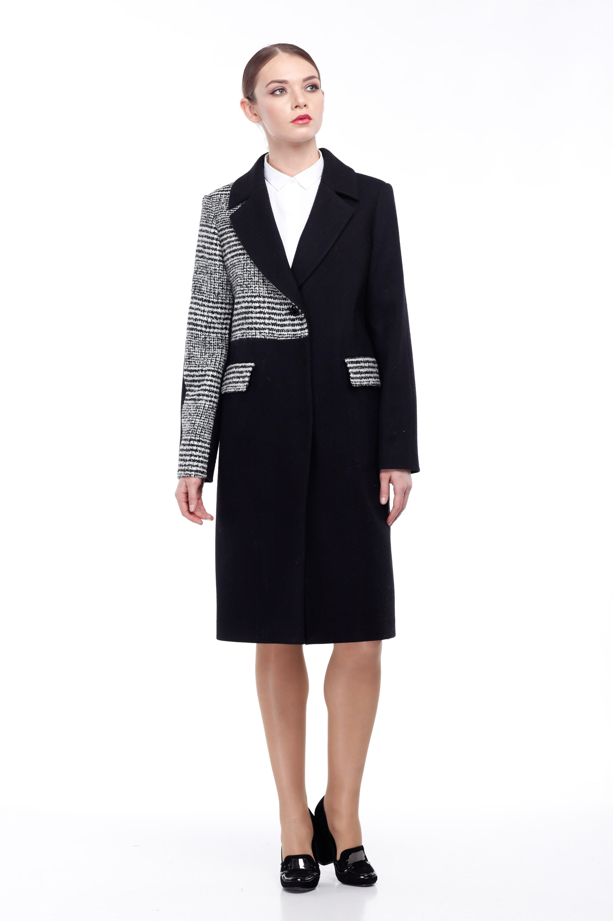 Жіноче пальто ORIGA Tara 239457 44/S Чорно-білий (1049)