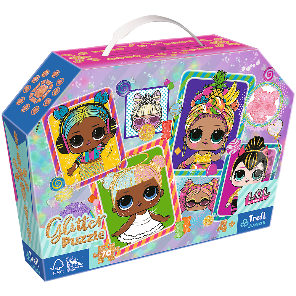 Пазли Trefl з глітерним покриттям Яскраві лялечки LOL 70 елементів 41х28 см Різнокольоровий 53016