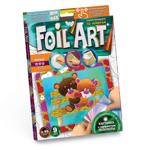 Аплікація різнокольоровою фольгою FOIL ART Ведмедики Dankotoys (FAR-01-08)