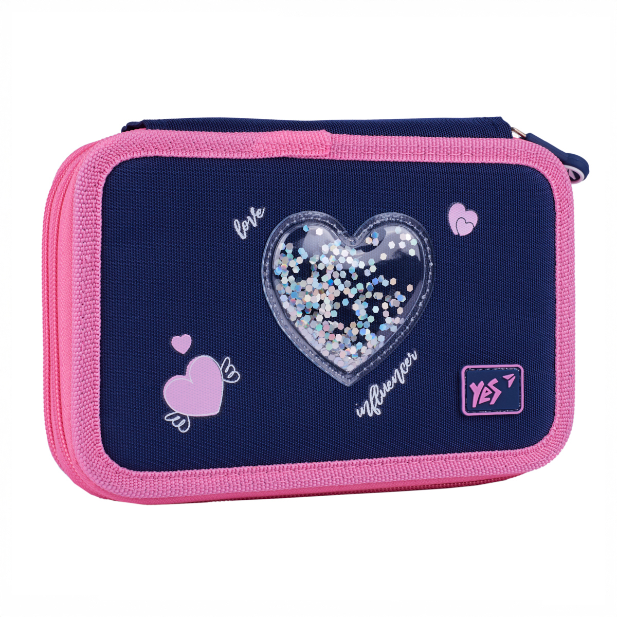 Пенал подвійний YES HP-01 Bright Hearts 13х21х4 см Синьо-рожевий (533640)