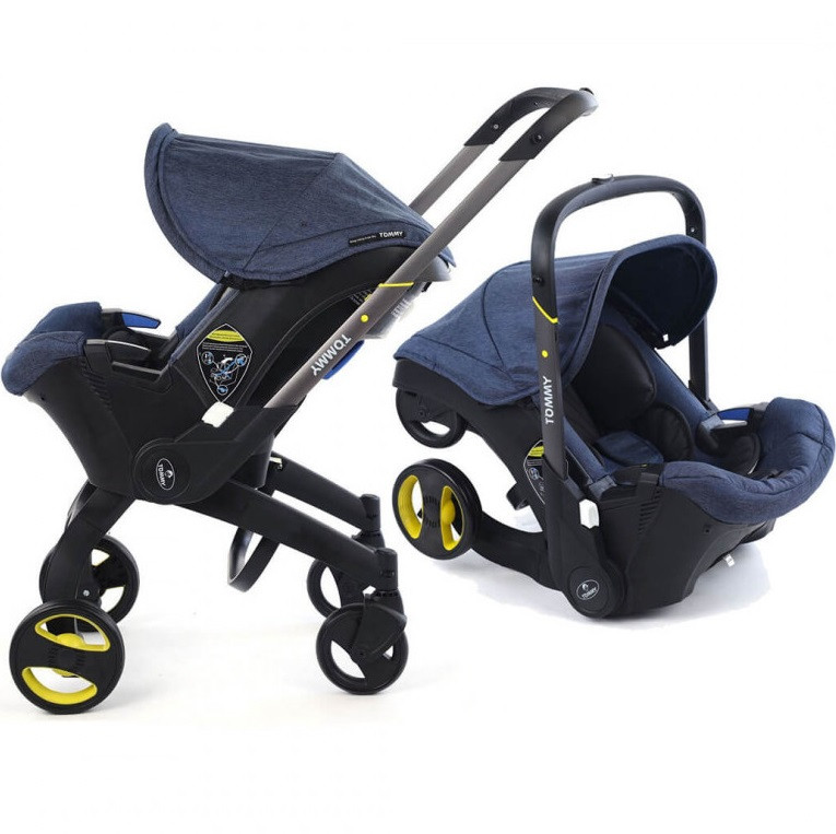 Коляска-автокрісло Tommy 2в1 для подорожей проходить у ручну поклажу Синя