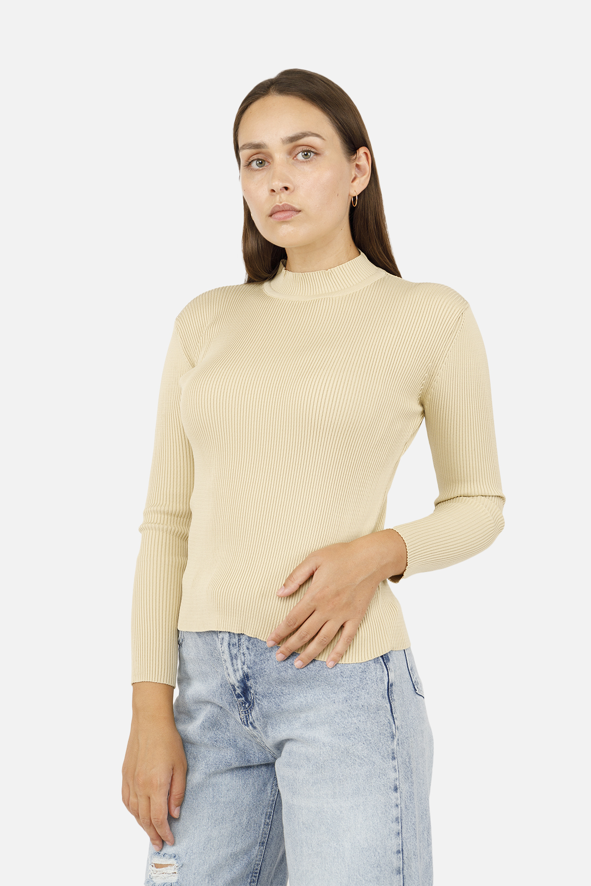 Жіночий гольф Yuki з довгим рукавом XL Бежевий ЦБ-00255839 (SKT001008408)