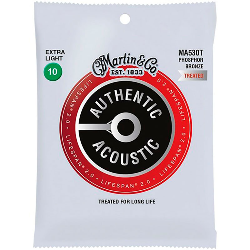 Струни для акустичної гітари Martin MA530T 92/8 Lifespan Treated Phosphor Bronze Extra Light Authentic Acoustic Guitar Strings