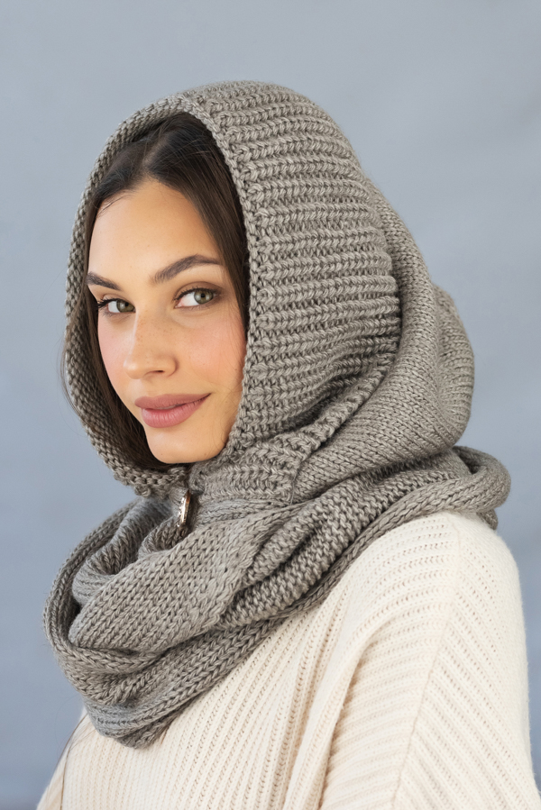 Капюшон із шарфом Braxton Дайна 56-59 Темна кава (5304)