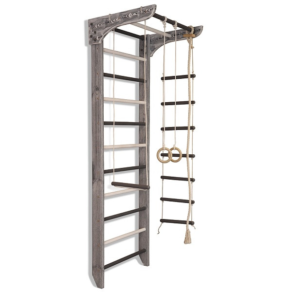 Шведська стінка SportBaby зі снарядами і турніком «Kinder Loft  White 2-220»