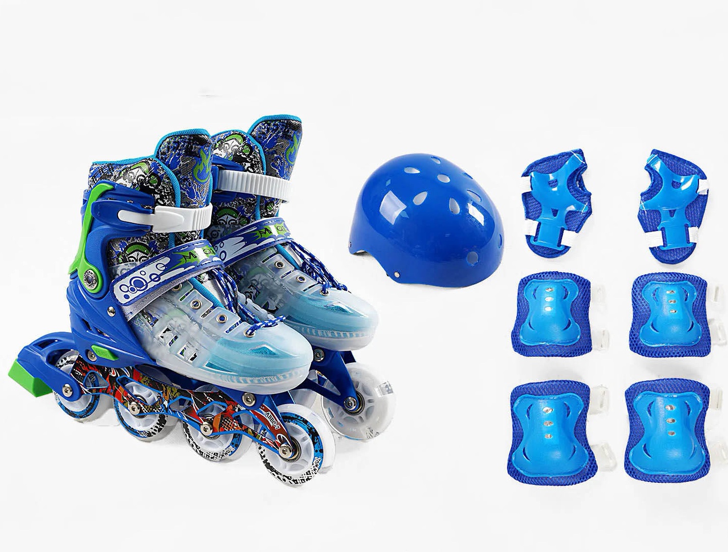 Комплект роликів із захистом Best Roller 20-11М PU 34-38 Синій (169992)