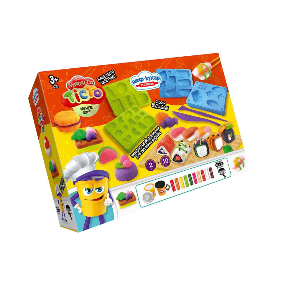 Креативна творчість Тісто для ліплення Шеф-кухар Danko Toys TMD-17-01U…-04U з формами Ресторан Суші 2