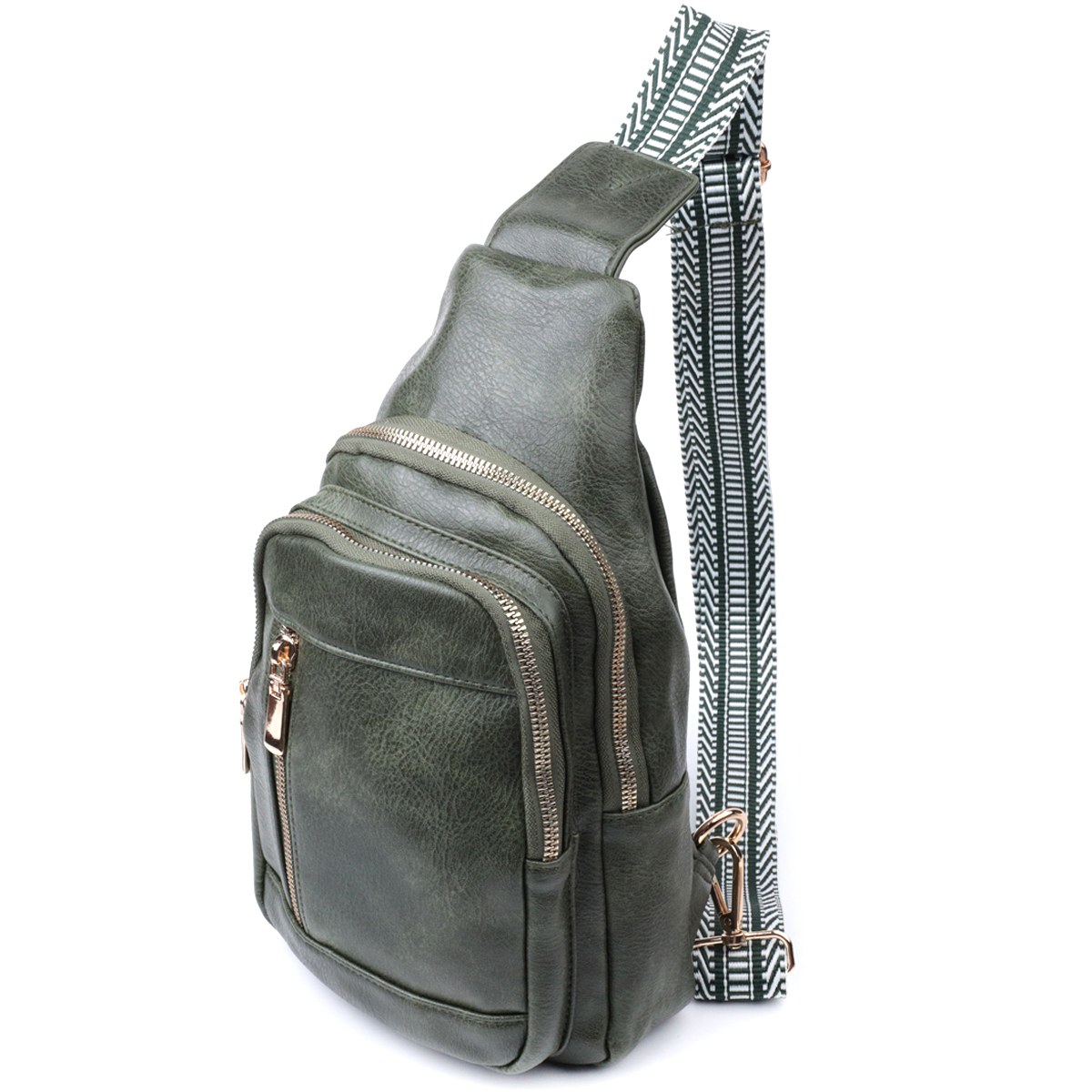 Слінг-сумка для жінок з екошкіри Vintage 22745 Зелений 18,5х29х8 см