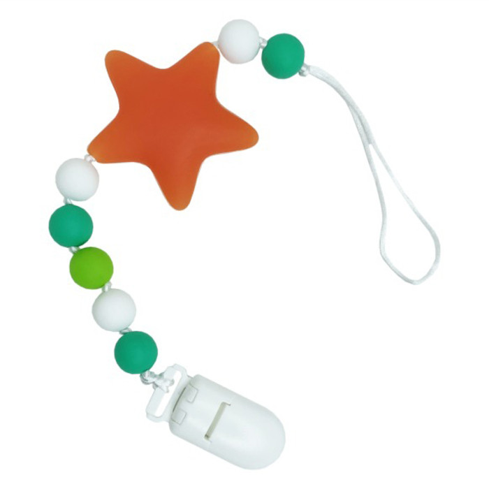 Ланцюжок для пустушки Зірка Mega Zayka MGZ-0512 (Orange) силіконовий