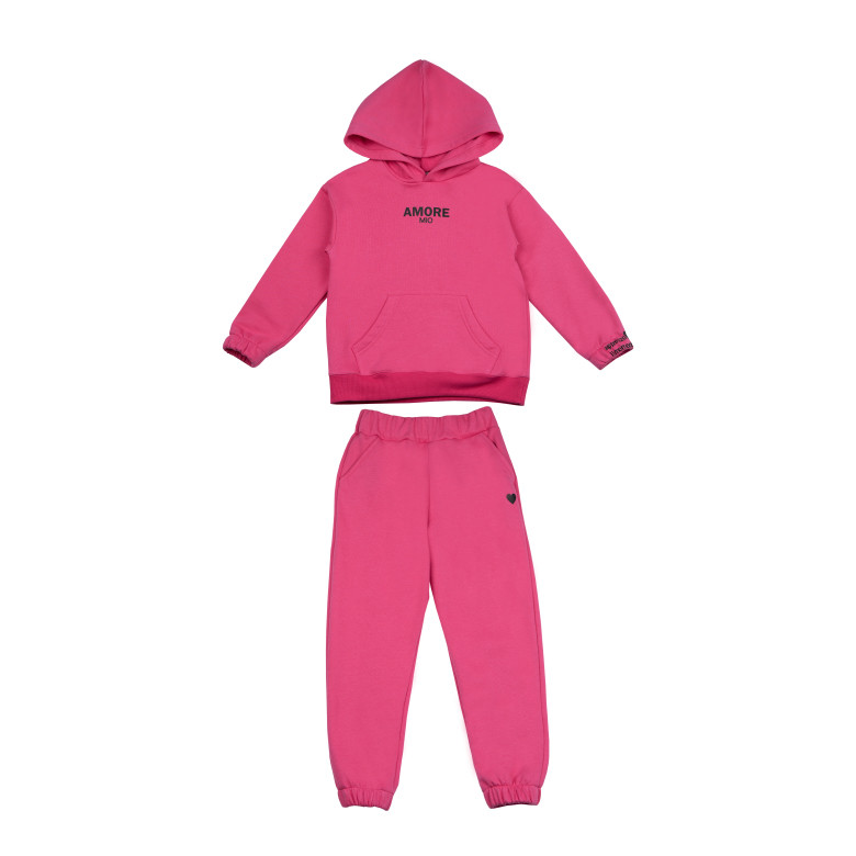 Костюм спортивний дитячий на флісі для дівчинки GABBI KS-23-4 Amore Малиновий на зріст 128 (13850)