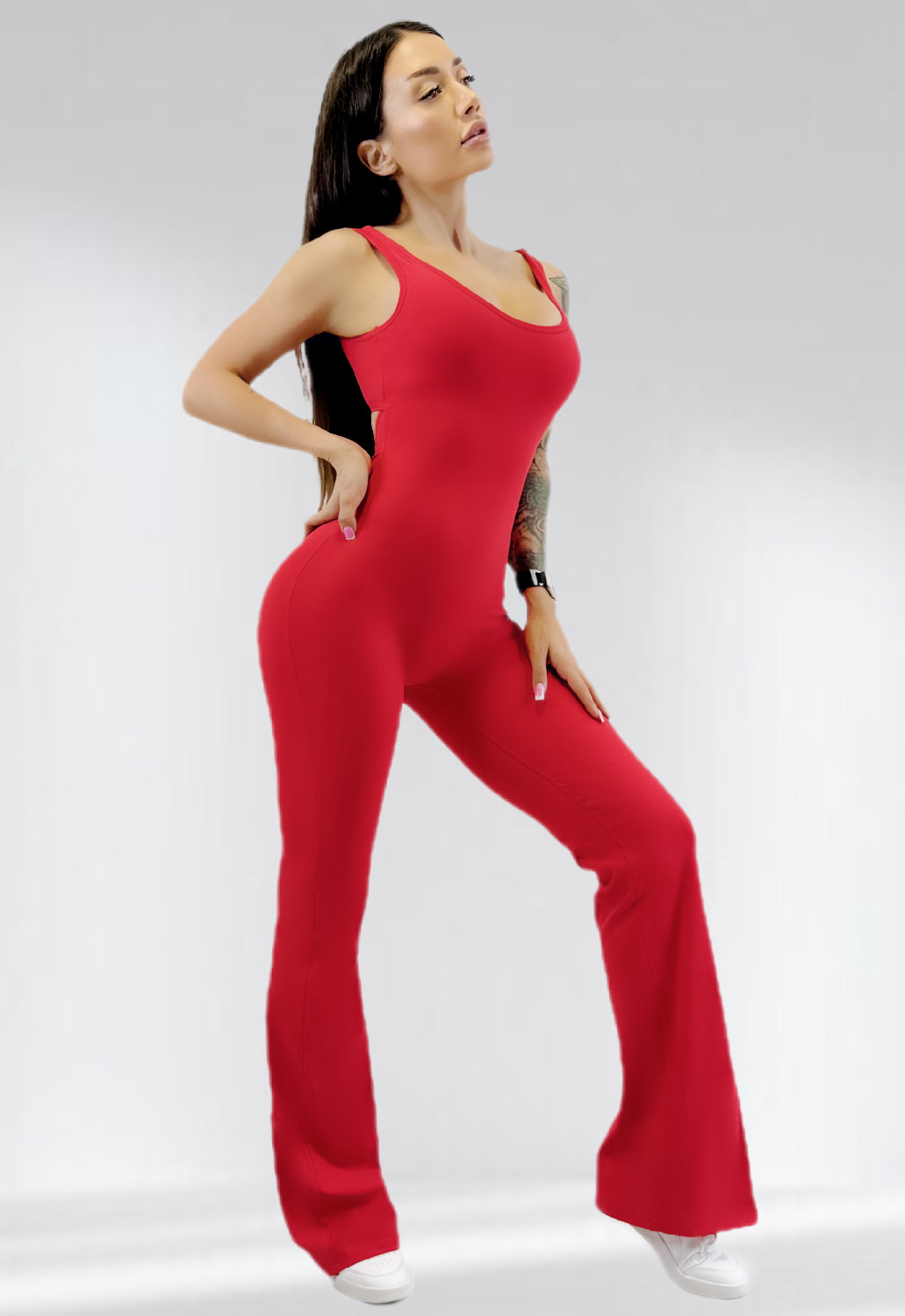 Спортивний комбінезон жіночий клеш LILAFIT Червоний M (LFJ000033)