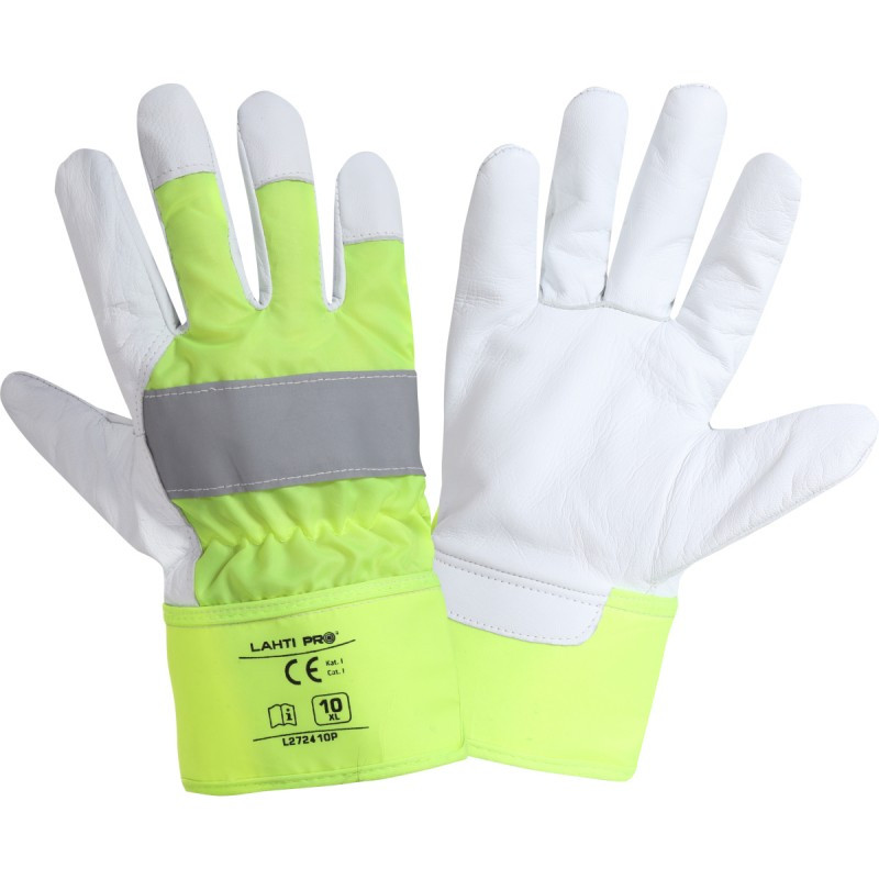 Рукавиці захисні шкіряні LahtiPro 2724 10(XL) зелено-білі