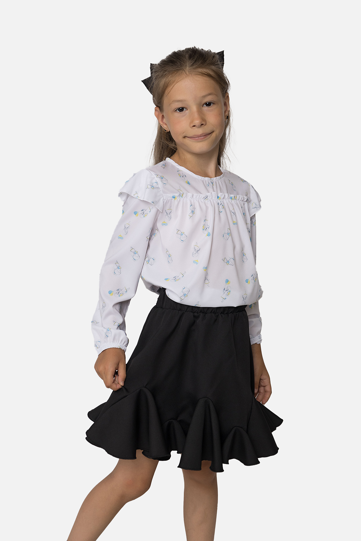 Блуза з довгим рукавом для дівчинки Yuki 140 см Білий ЦБ-00251227 (SKT000996203)