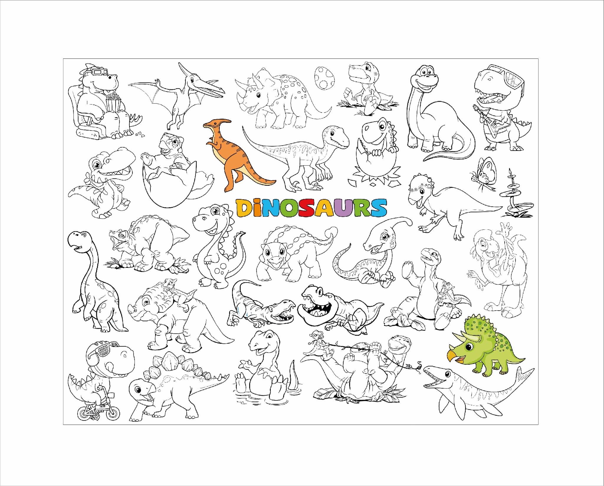 Розмальовка дитяча та тубус No Brand Динозаври 100х130 см