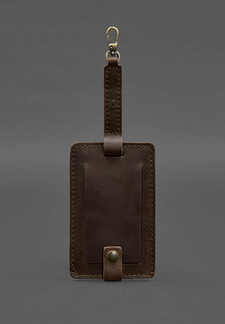 Шкіряна бірка для багажу Бланк-тег темно-коричнева Crazy Horse BlankNote