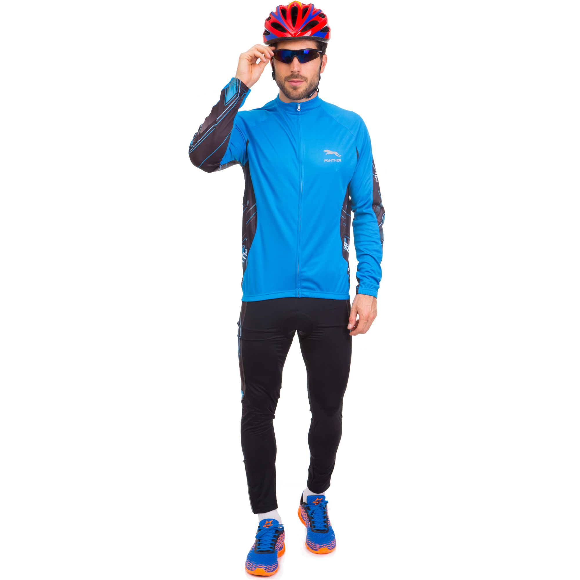Велоформа довгий рукав утеплена PANTHER NA-LP-1393 XL чорний-блакитний