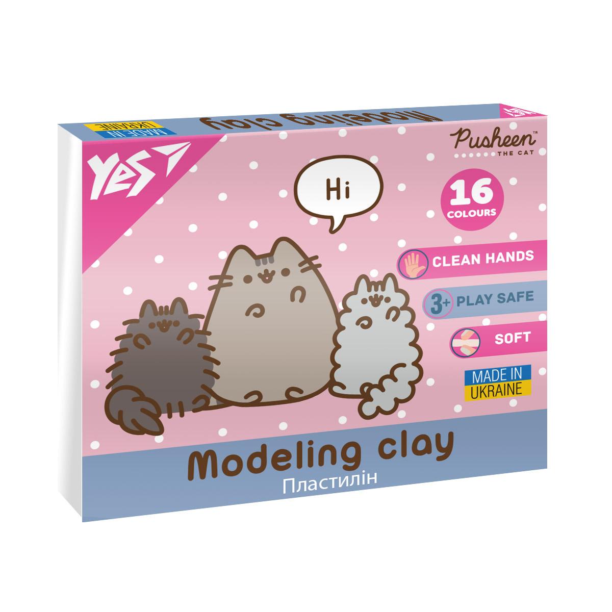 Пластилін YES Pusheen 16 кольорів 320 г (540694)