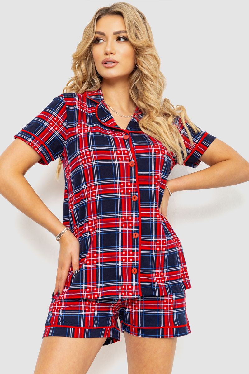 Жіноча піжама в клітинку синьо-червоний 219RP-259 Ager XS