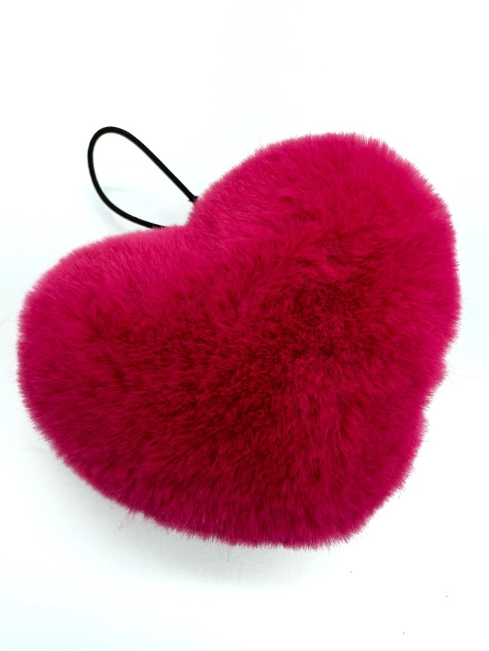 Брелок у вигляді хутряного обʼємного сердечка Family Story 9x8 см Фуксія (s02-10b)