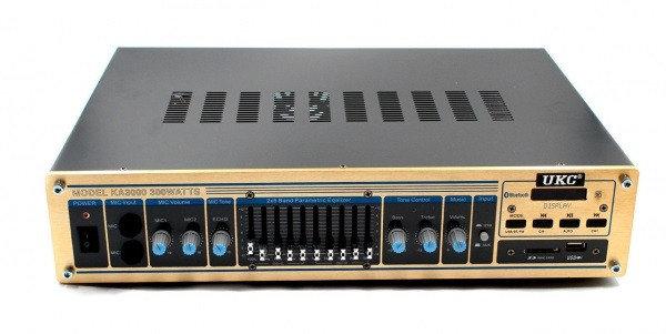 Підсилювач звуку з караоке на 2 мікрофони UKC KA3000 з пультом 43 х 32 х 9 см