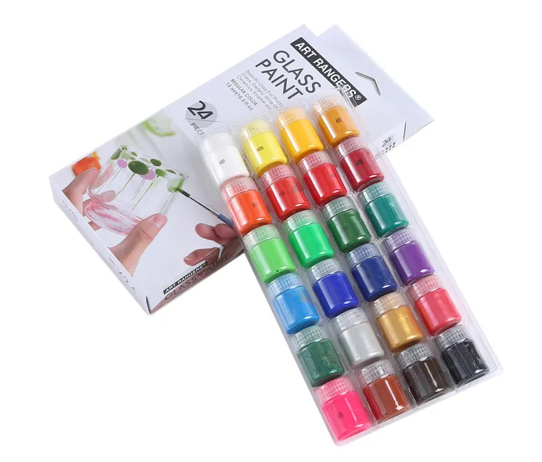 Художні акрилові фарби Art Rangers Glass Paint для декору скла 24 шт