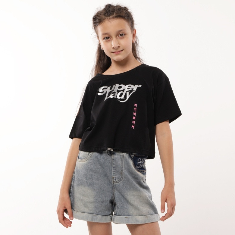 Кроп-топ для дівчинки GBI Teens FTT-24-6 Чорний 146 (14077)