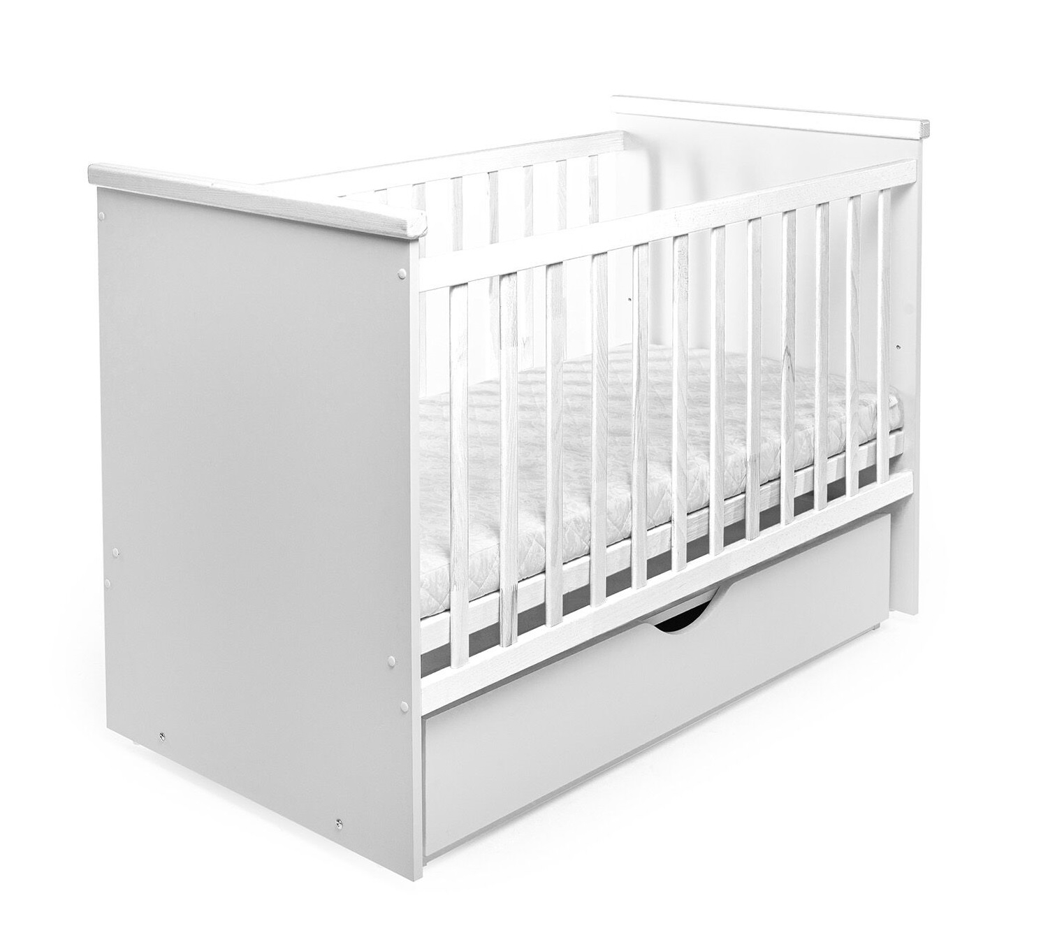 Ліжечко дерев'яне з шухлядою Наталка Тучка 120 х 60 см White (149632)