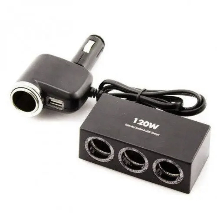 Автомобільний розгалужувач прикурювача OLESSON 1527 (1+3 гнізда, 1 USB)