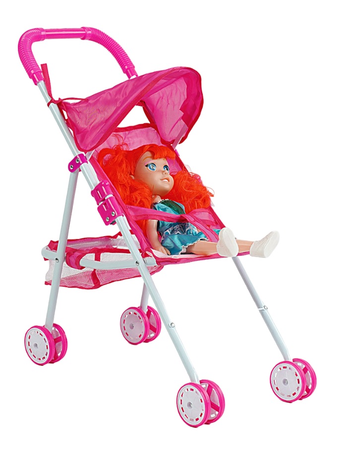 Візок з лялькою WENYI 42.5х24х50 см Різнокольоровий (154327)