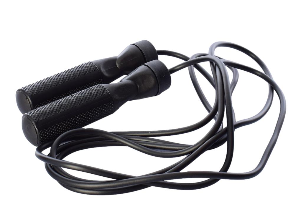 Скакалка спортивна з підшипниками 270 см чорна Hongxiang Sports