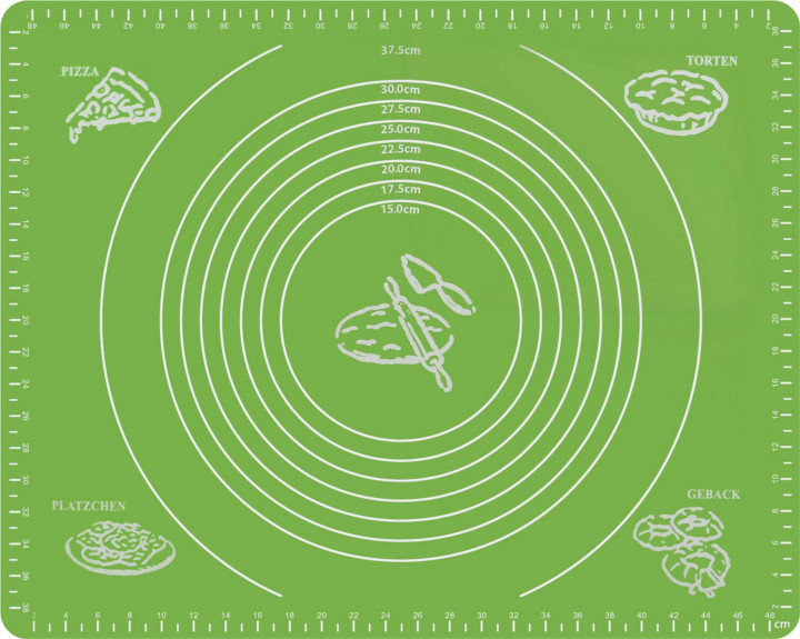 Силіконовий антипригарний килимок для випікання та розкочування тіста 50x40 см VOLRO Зелений (vol-332)
