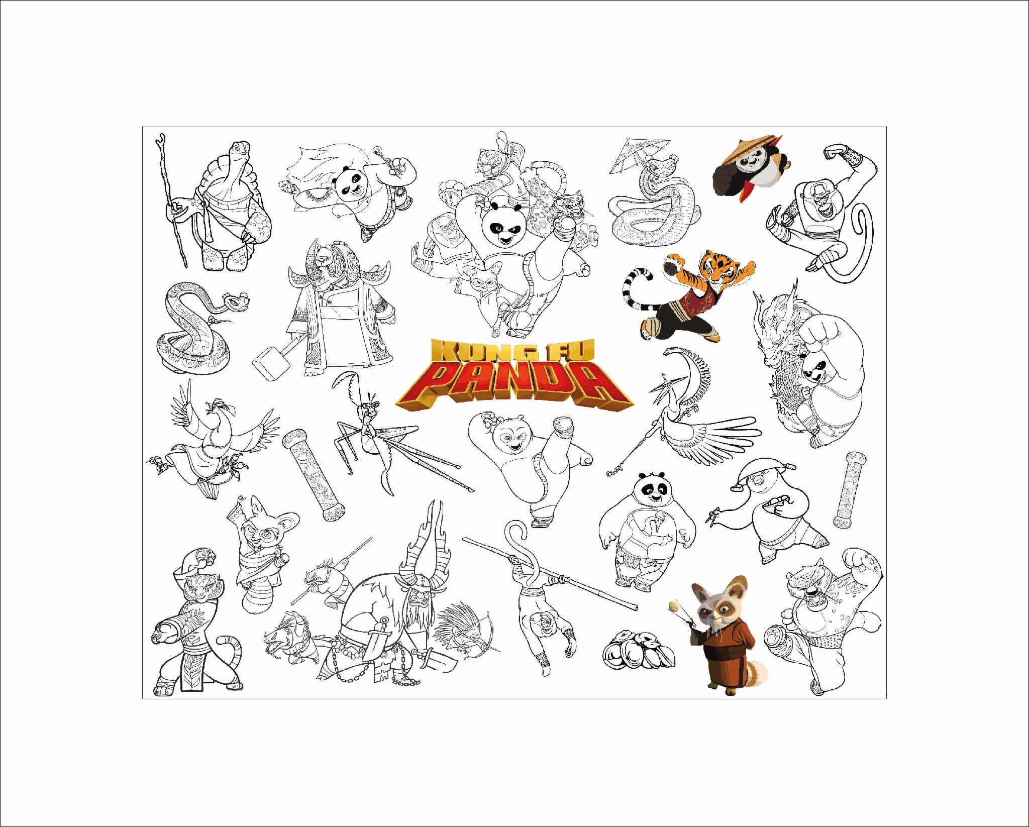 Розмальовка дитяча та тубус No Brand Кунг-Фу Панда 100х130 см