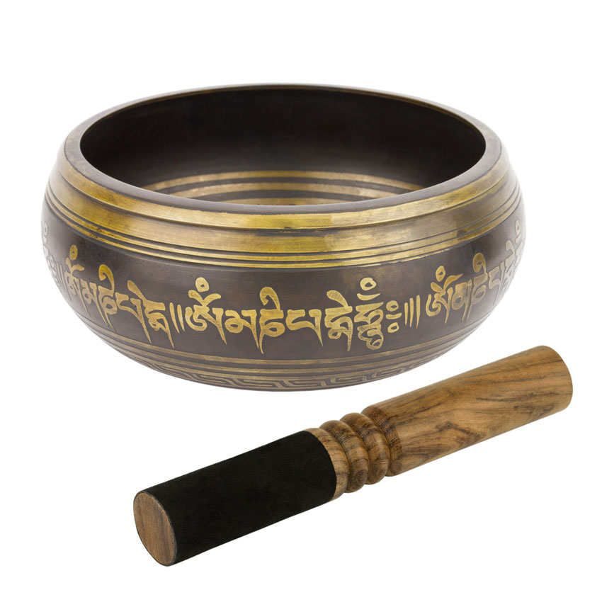 Співоча чаша Kailash Будда Медицини Дорогоцінна Парасолька Мантра Мані 165x165x75 мм Бронзовий (27705)