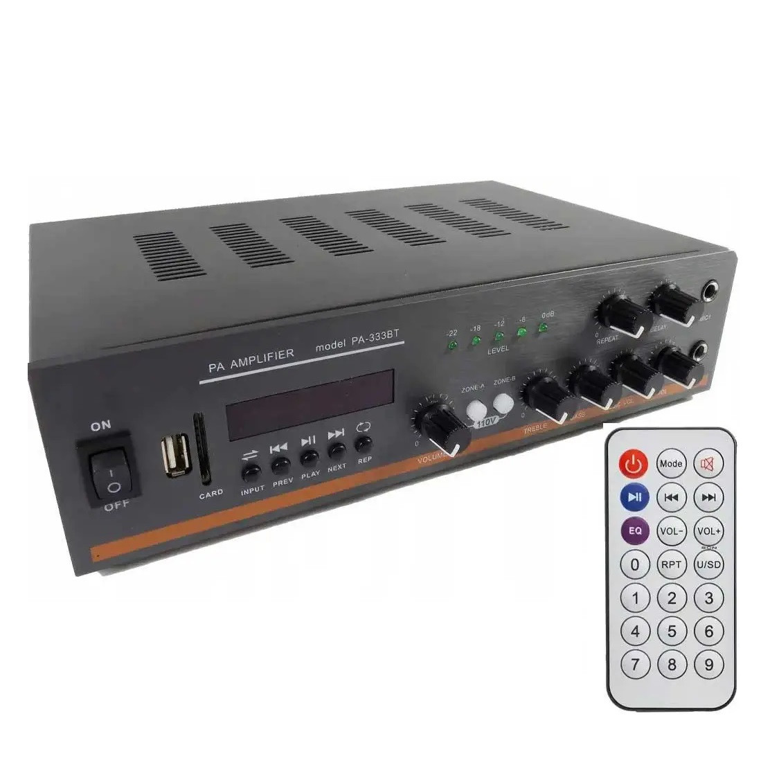 Підсилювач звуку Su-Kam PA-333BT Bluetooth Караоке з пультом ДУ 100W Black