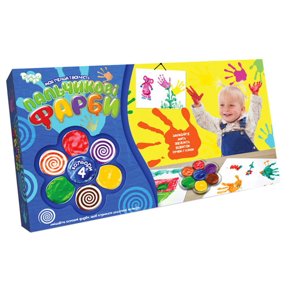 Пальчикові фарби Моя перша творчість Danko Toys PK-02-02 4 кольори Український