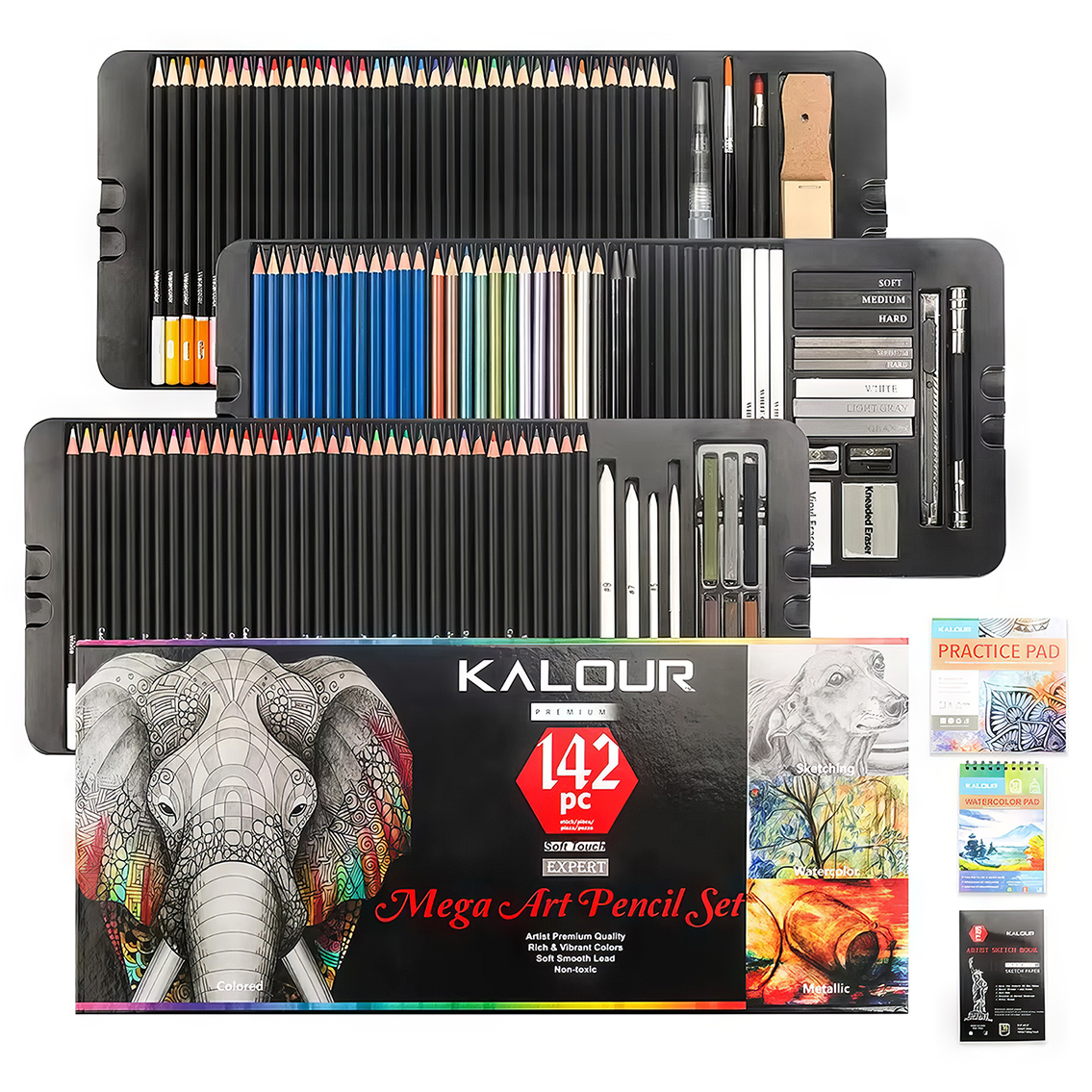 Преміум-набір для малюнку та ескізів Kalour 142 предмети