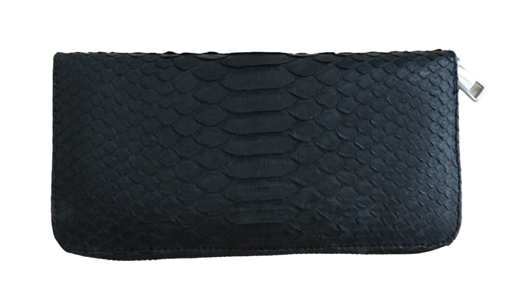 Портмоне зі шкіри пітона Ekzotic Leather 195x105 мм Чорний (snw28_1)