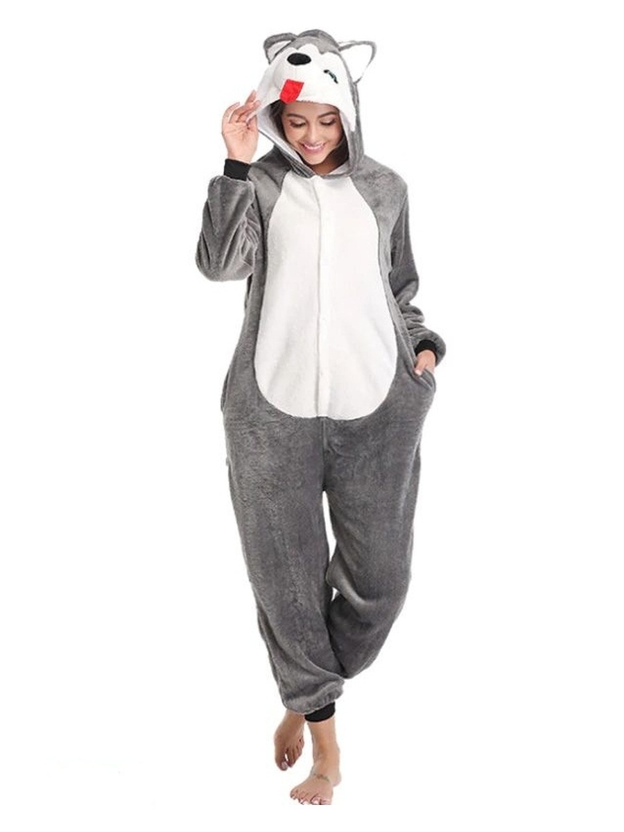 Піжама кігурумі Jamboo Хаскі M Сіро-білий (J401560)