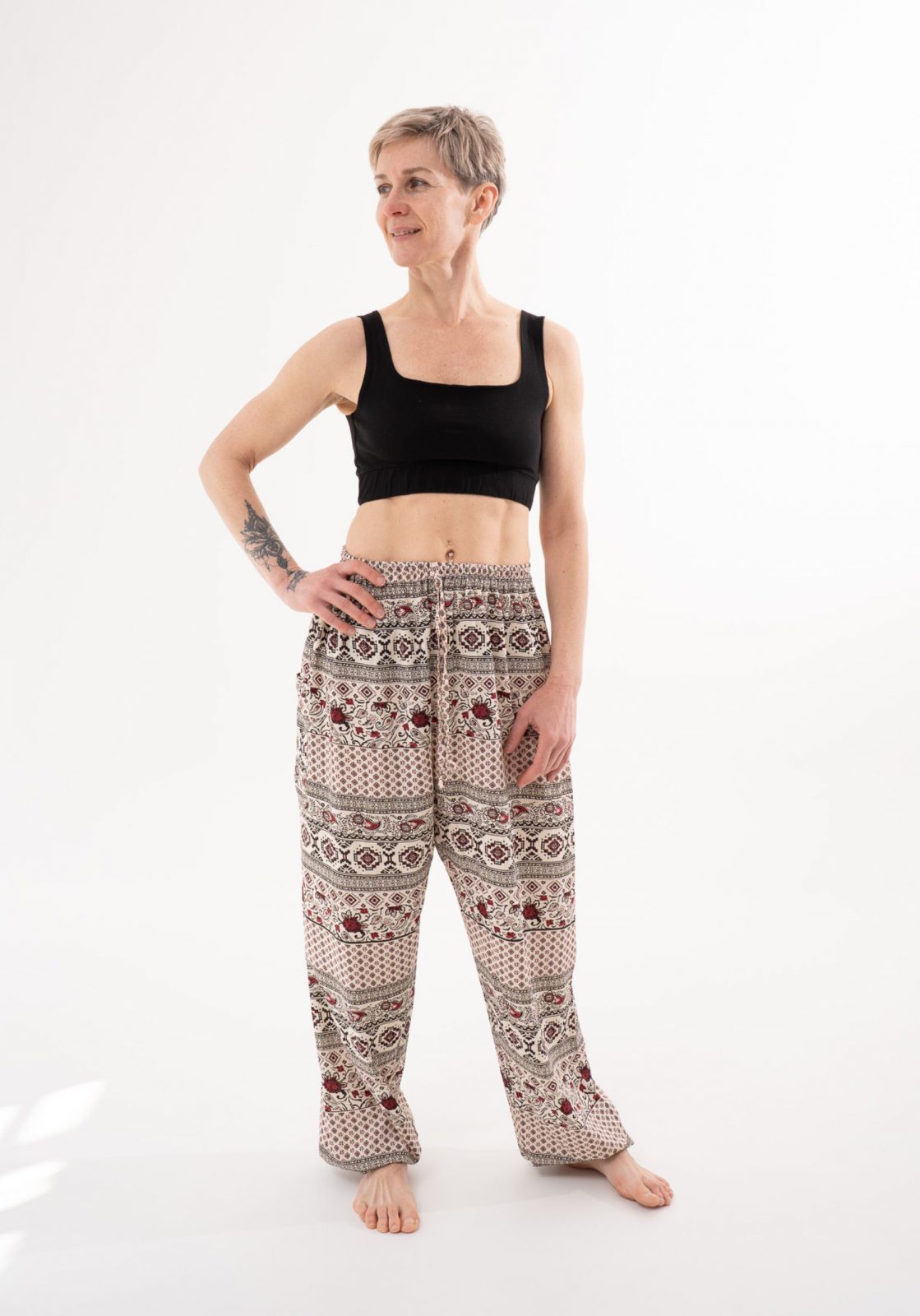 Штани-шаровари RAO WEAR Ethno-Rose Ecru One Size Різнокольоровий