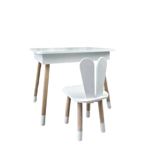 Столик з ящиком для олівців і стільчик No Brand Зайчик 54х60х45 см Білий (2330428616)