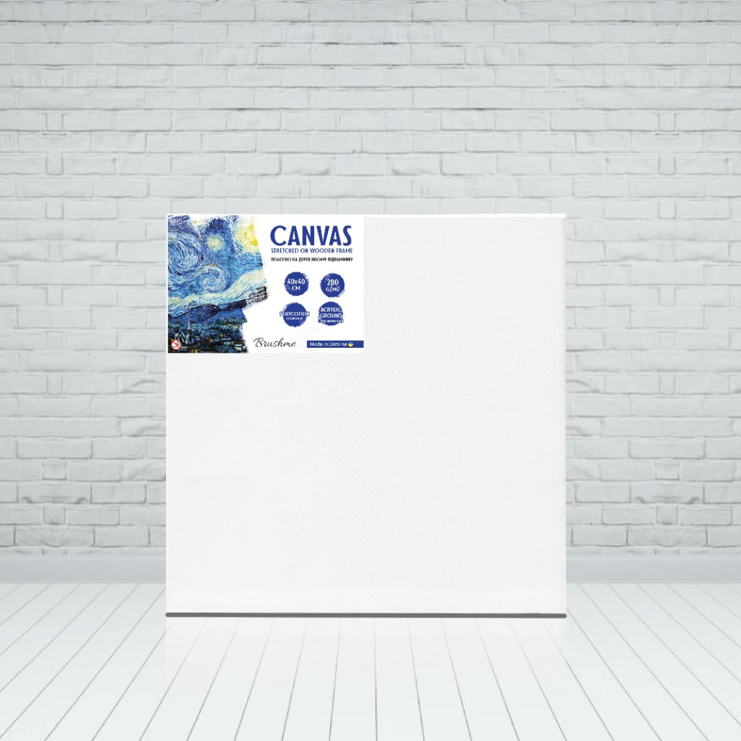 Полотно для малювання Brushme 40х40 см на дерев'яному підрамнику з галерейною натяжкою HL14 Білий