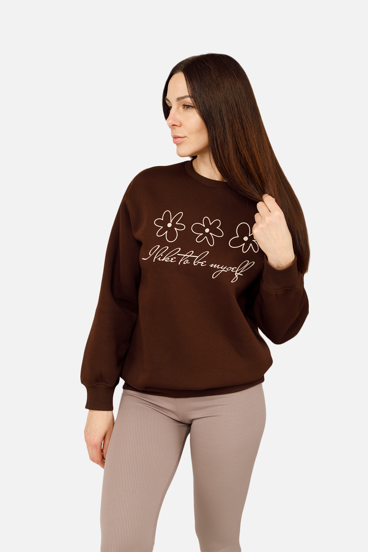 Жіночий світшот Yuki L Коричневий ЦБ-00262509 (SKT001027055)